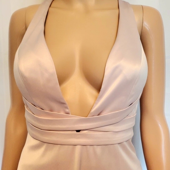 NWT Sequin Hearts Buff Satin Long Dress 3 - Picture 3 of 16